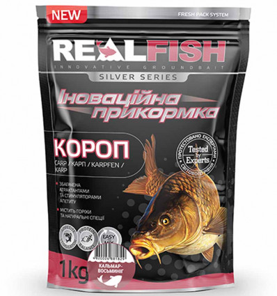 Прикормка для рыбалки REAL FISH Карп КАЛЬМАР ОСЬМИНОГ, 1 кг