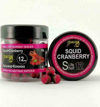 Бойлы КАЛЬМАР•КЛЮКВА насадочные вареные Grandcarp серия TACTIC 100 г