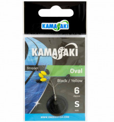 Стопор силиконовый Kamasaki Oval чёрно/жёлтый S, 6шт.