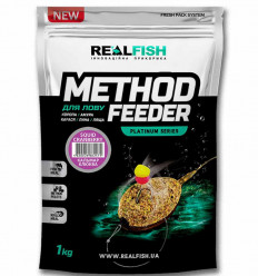Прикормка для рыбалки REAL FISH Метод КАЛЬМАР-КЛЮКВА, 1 кг