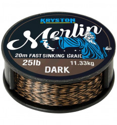 Поводковый материал Kryston Merlin Fast Sinking Supple Braid 20 м Dark Silt