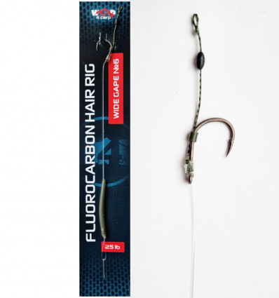 Готовый флюорокарбоновый поводок с мягким волосом W4C FLUOROCARBON HAIR RIG, крючок WIDE GAPE