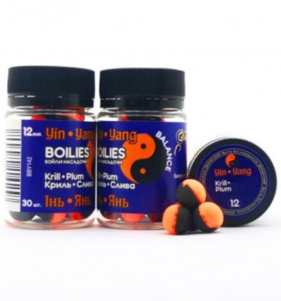 Бойлы насадочные балансы ИНЬ-ЯНЬ КРИЛЬ•СЛИВА Ø12 мм