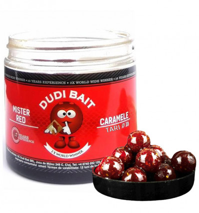 Бойлы Dudi Bait Caramele насадочные варёные в дипе Mister Red Super Hot 100 г