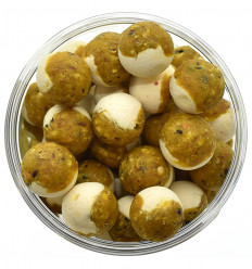 Бойлы Dudi Bait Halfness Balance насадочные двухцветные сбалансированные Тигровый орех-Амур-Чеснок 100 г