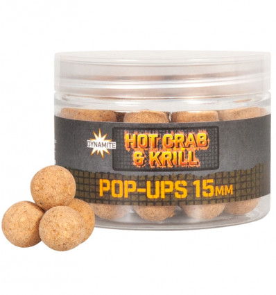 Бойлы поп ап Dynamite Baits Hot Crab & Krill Foodbait Pop-Ups 15mm