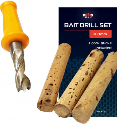 Набор корковых палочек 3 шт со сверлом W4C BAIT DRILL SET Ø 8 мм