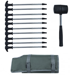 Колья для палатки + Молоток World4Carp Tent Peg Set + Hammer, 21,5 см. набор 10 шт